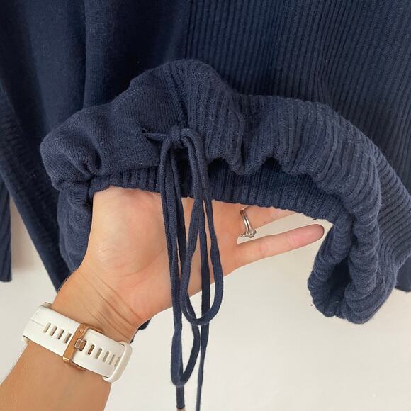 Lafayette 148 – Navy Blue Cinched Hem Wool Blend Sweater - Picture 5 of 7